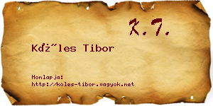 Köles Tibor névjegykártya