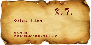 Köles Tibor névjegykártya